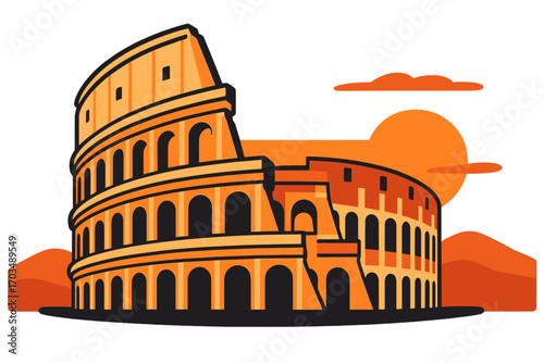 Colosseum Rome Italy Landmark | Vector Illustration of Ancient Architecture