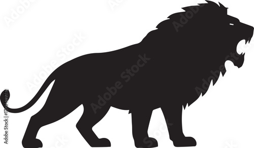 silhouette of a roaring lion standing proudly