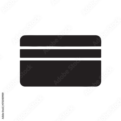 Minimalist Payment Card Icon with Magnetic Stripe and Signature Panel