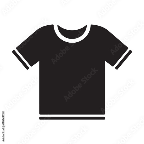 Minimalist Black T-Shirt Icon with White Borders