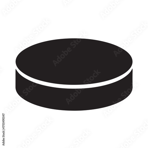 Ice Hockey Puck Icon Illustration on White Background