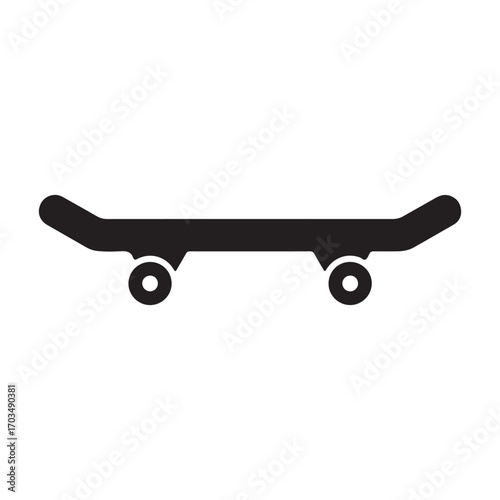 Skateboard Silhouette Icon on a White Background