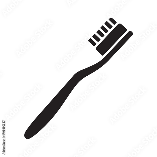 Black Toothbrush Icon on White Background