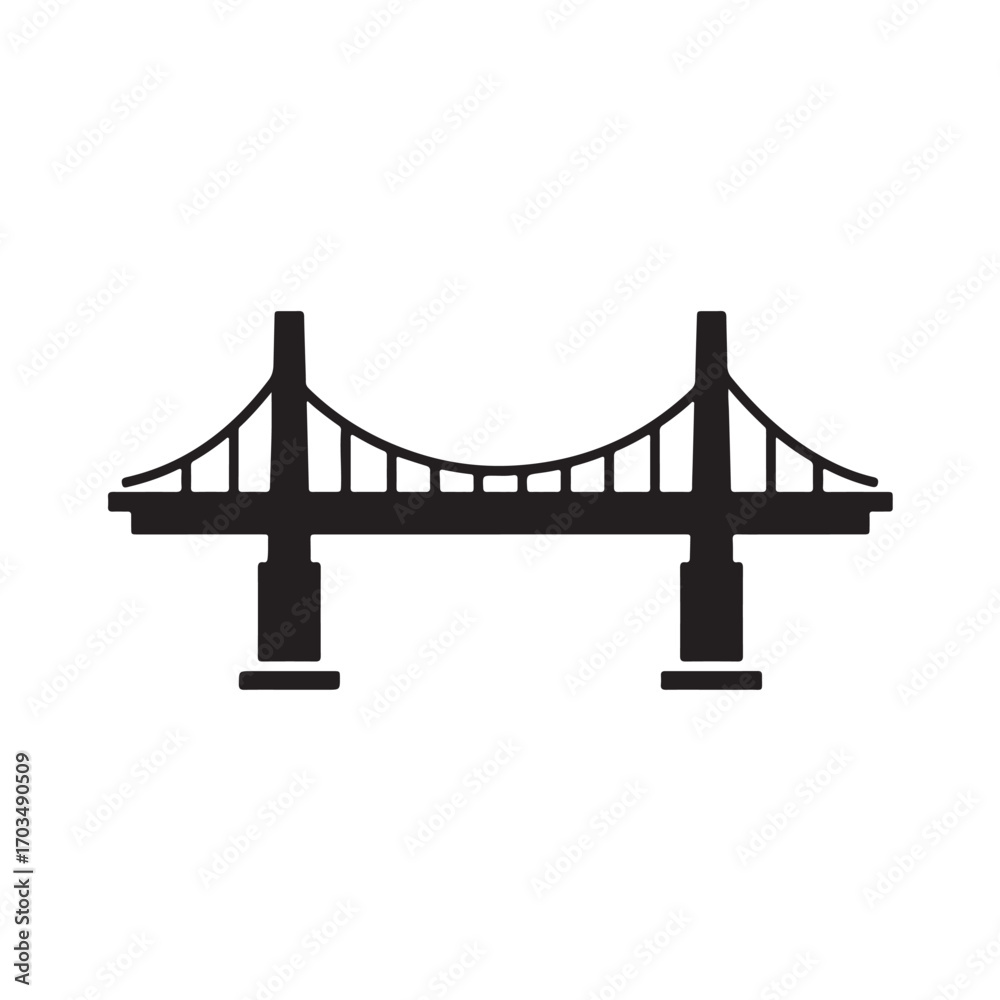 Obraz premium Minimalist Black Suspension Bridge Icon