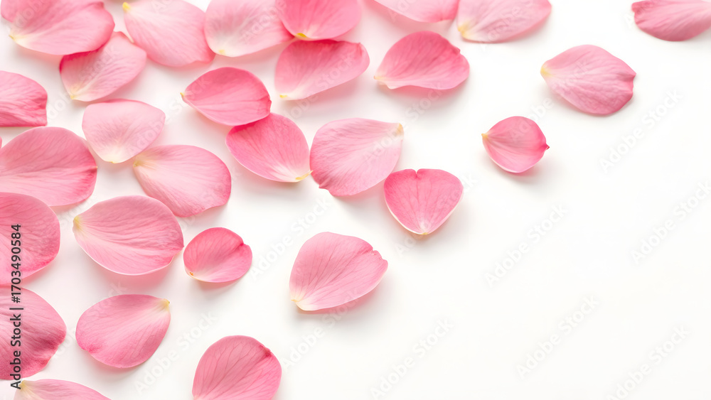 Obraz premium white background surrounded by a decorative border of pink petals