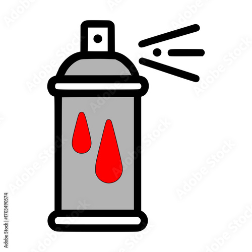 Vibrant spray can releasing red paint droplets symbolizing creativity and artistic expression