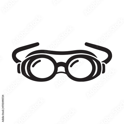 Simple Black Swim Goggles with Strap Illustration