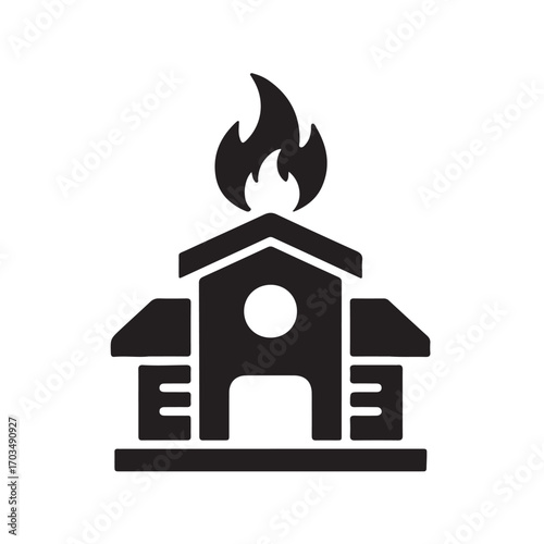 Striking Icon of a House on Fire