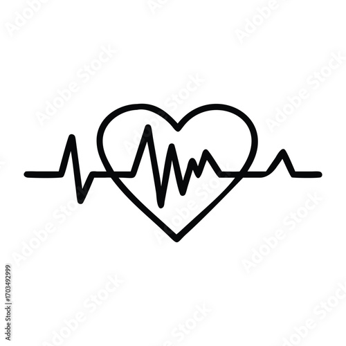 Heartbeat line graph with heart symbol Keywords: heartbeat, heart, cardiogram, electrocardiogram