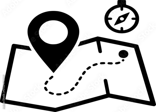 Maps And Navigation Icon vector. symbol of location, geo map, route, and navigate solid illustration