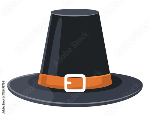 Pilgrim Hat with Orange Band and White Buckle thanksgiving