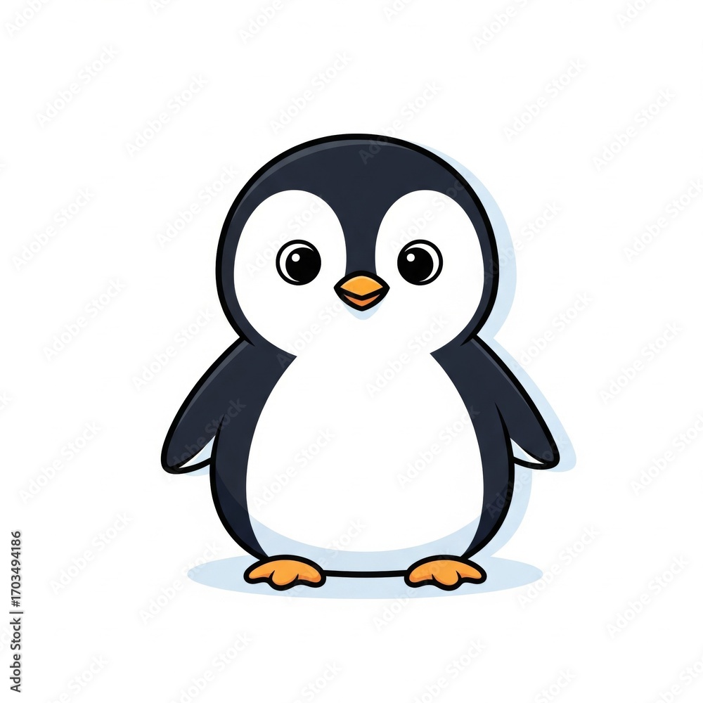 Obraz premium Cute Penguin Cartoon Illustration with White Background and Pixel Art Style in Vector Format
