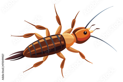 Detailed Insect Illustration Arthropod with Antennae and Segmented Body Brown and Beige Tones Realistic Depiction of a Wingless Insect