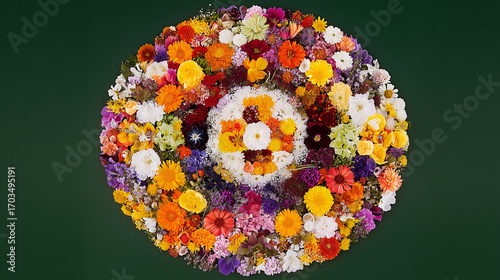 Wildflower Mandala — Circular Floral Emblem with Subtle Numeral Eight