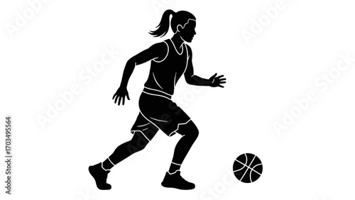 Basketball and Basketball Player Vector Silhouette Illustration Set AI EPS PNG