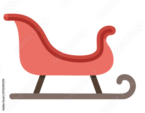Red Santa Sleigh with Dark Brown Runners and Handles