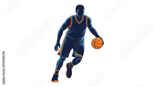 Basketball and Basketball Player Vector Silhouette Illustration Set AI EPS PNG