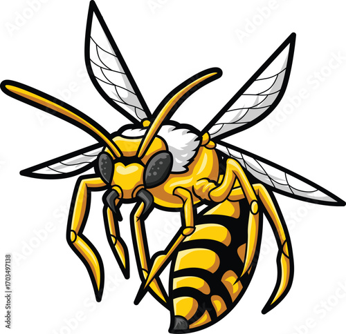 BIG BUMBLE BEE FLYING CARTOON ILLUSTRATION