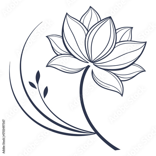 Minimalist lotus flower logo design for yoga and wellness brands