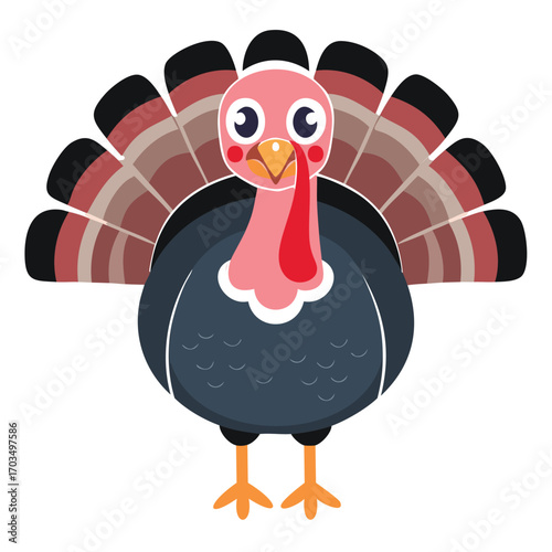 Stylized Turkey with Colorful Fan Tail bird fowl
