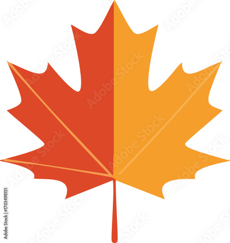 Two- Toned Orange and Red Maple Leaf autumn fall