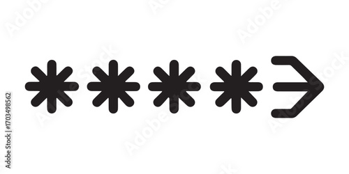 Masked Password or Confidential Data with Black Asterisks and Arrow