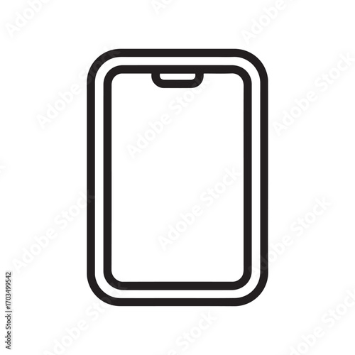Modern Smartphone Icon Black Outline on White Background Simple Design