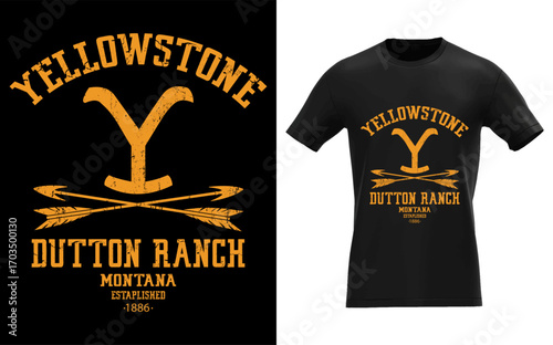 Rustic western arrow emblem with yellowstone dutton ranch inspired design elements
