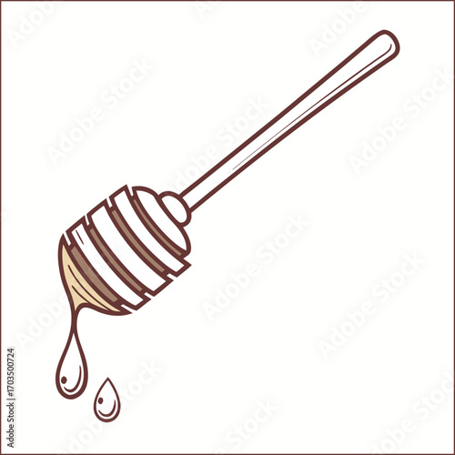 honey dipper icon silhouette vector set hand drawn illustration on white background.