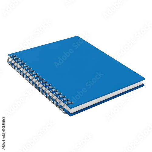 3d blue spiral notebook with clean design and realistic rendering transparent background
