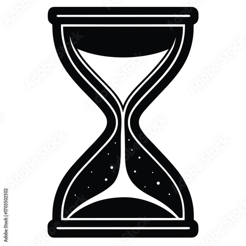 Minimalist monochrome hourglass silhouette representing time passing and concepts of waiting or measurement
