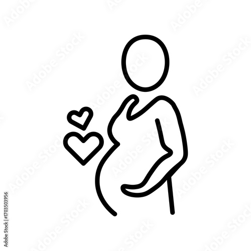 Pregnant Woman Icon, Isolated on White Background
