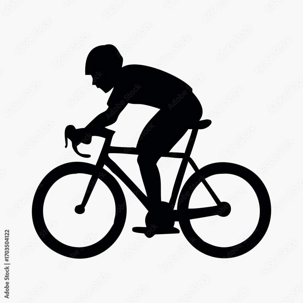 Fototapeta premium Cyclist Silhouette on Road Bicycle