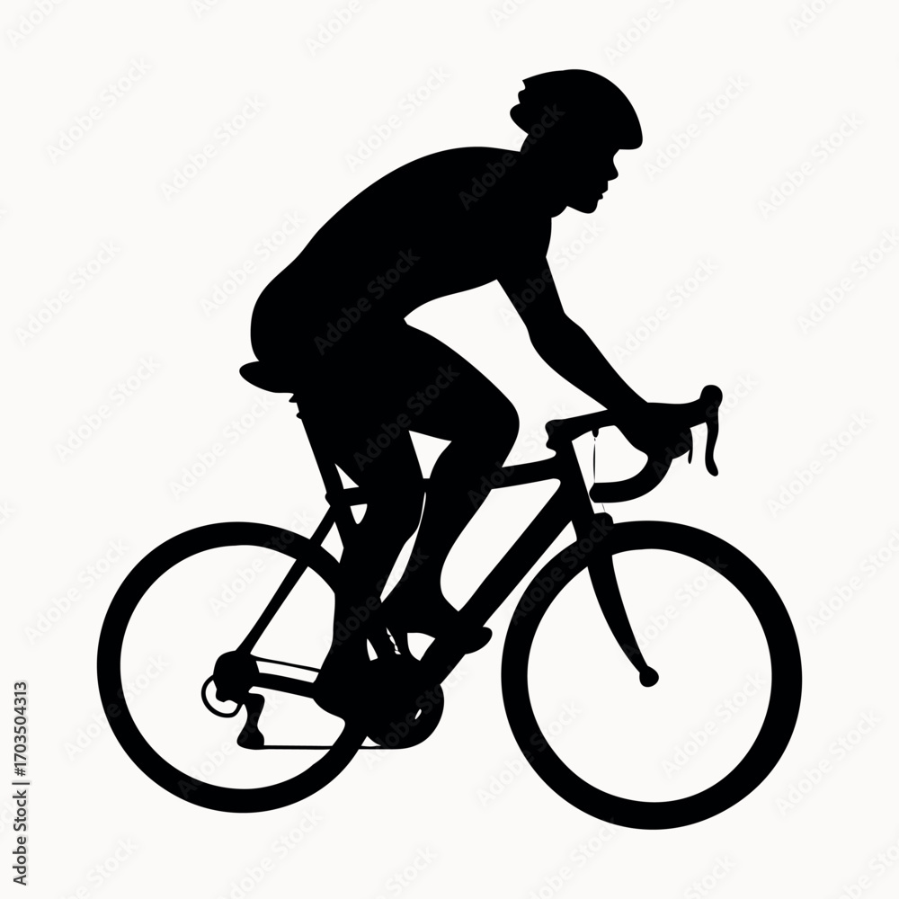 Obraz premium Cyclist Silhouette on Road Bicycle