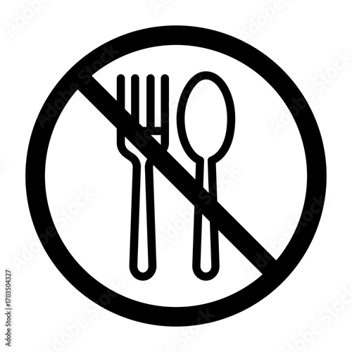No Food Sign Icon Isolated on White Background