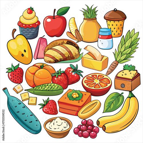 Food vector, Food design, Food concept, Food post, Food cartoon, Food icon, Food template, Food art, Food topics, Food doodle