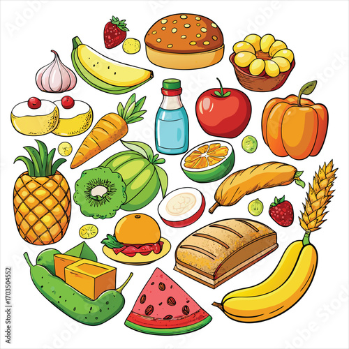 Food vector, Food design, Food concept, Food post, Food cartoon, Food icon, Food template, Food art, Food topics, Food doodle