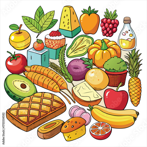 Food vector, Food design, Food concept, Food post, Food cartoon, Food icon, Food template, Food art, Food topics, Food doodle