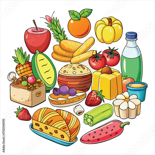 Food vector, Food design, Food concept, Food post, Food cartoon, Food icon, Food template, Food art, Food topics, Food doodle