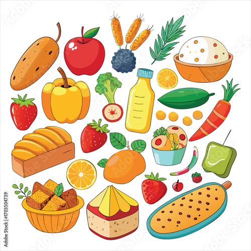 Food vector, Food design, Food concept, Food post, Food cartoon, Food icon, Food template, Food art, Food topics, Food doodle