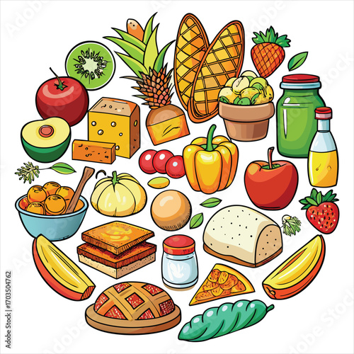 Food vector, Food design, Food concept, Food post, Food cartoon, Food icon, Food template, Food art, Food topics, Food doodle