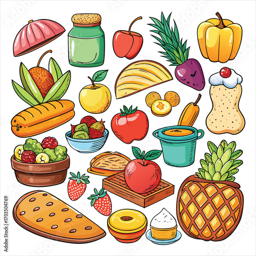 Food vector, Food design, Food concept, Food post, Food cartoon, Food icon, Food template, Food art, Food topics, Food doodle