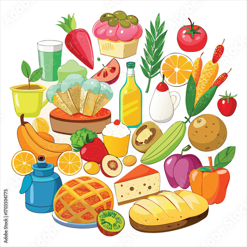 Food vector, Food design, Food concept, Food post, Food cartoon, Food icon, Food template, Food art, Food topics, Food doodle