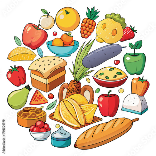 Food vector, Food design, Food concept, Food post, Food cartoon, Food icon, Food template, Food art, Food topics, Food doodle
