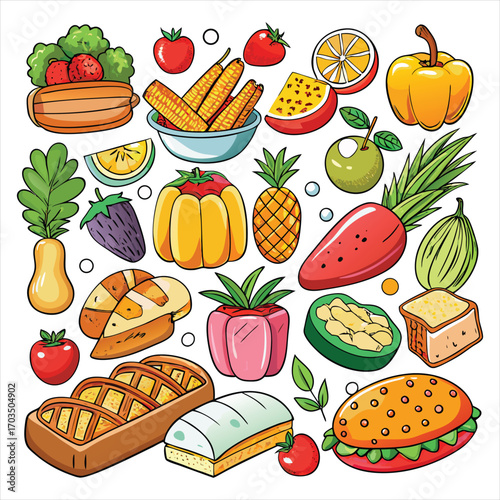 Food vector, Food design, Food concept, Food post, Food cartoon, Food icon, Food template, Food art, Food topics, Food doodle