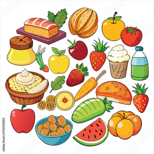 Food vector, Food design, Food concept, Food post, Food cartoon, Food icon, Food template, Food art, Food topics, Food doodle
