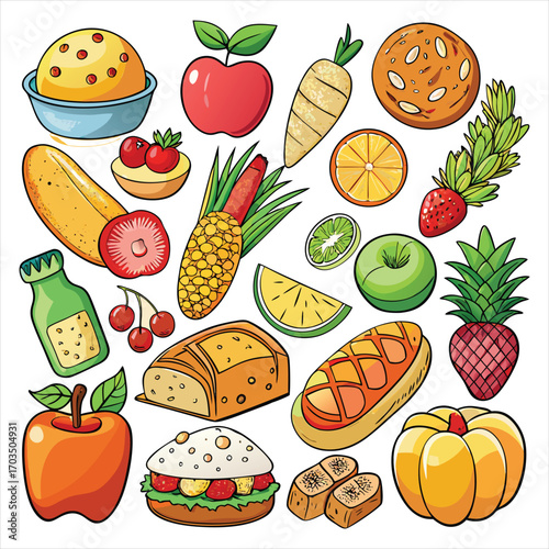 Food vector, Food design, Food concept, Food post, Food cartoon, Food icon, Food template, Food art, Food topics, Food doodle