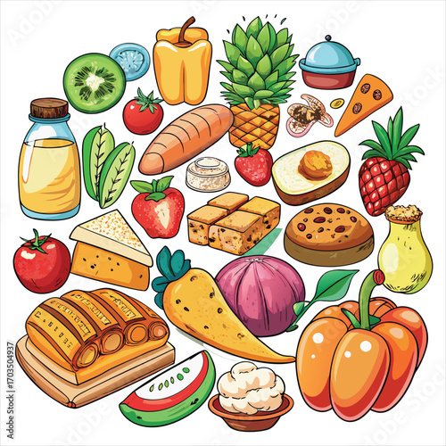 Food vector, Food design, Food concept, Food post, Food cartoon, Food icon, Food template, Food art, Food topics, Food doodle