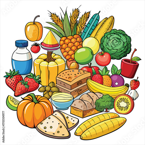Food vector, Food design, Food concept, Food post, Food cartoon, Food icon, Food template, Food art, Food topics, Food doodle