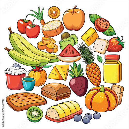 Food vector, Food design, Food concept, Food post, Food cartoon, Food icon, Food template, Food art, Food topics, Food doodle